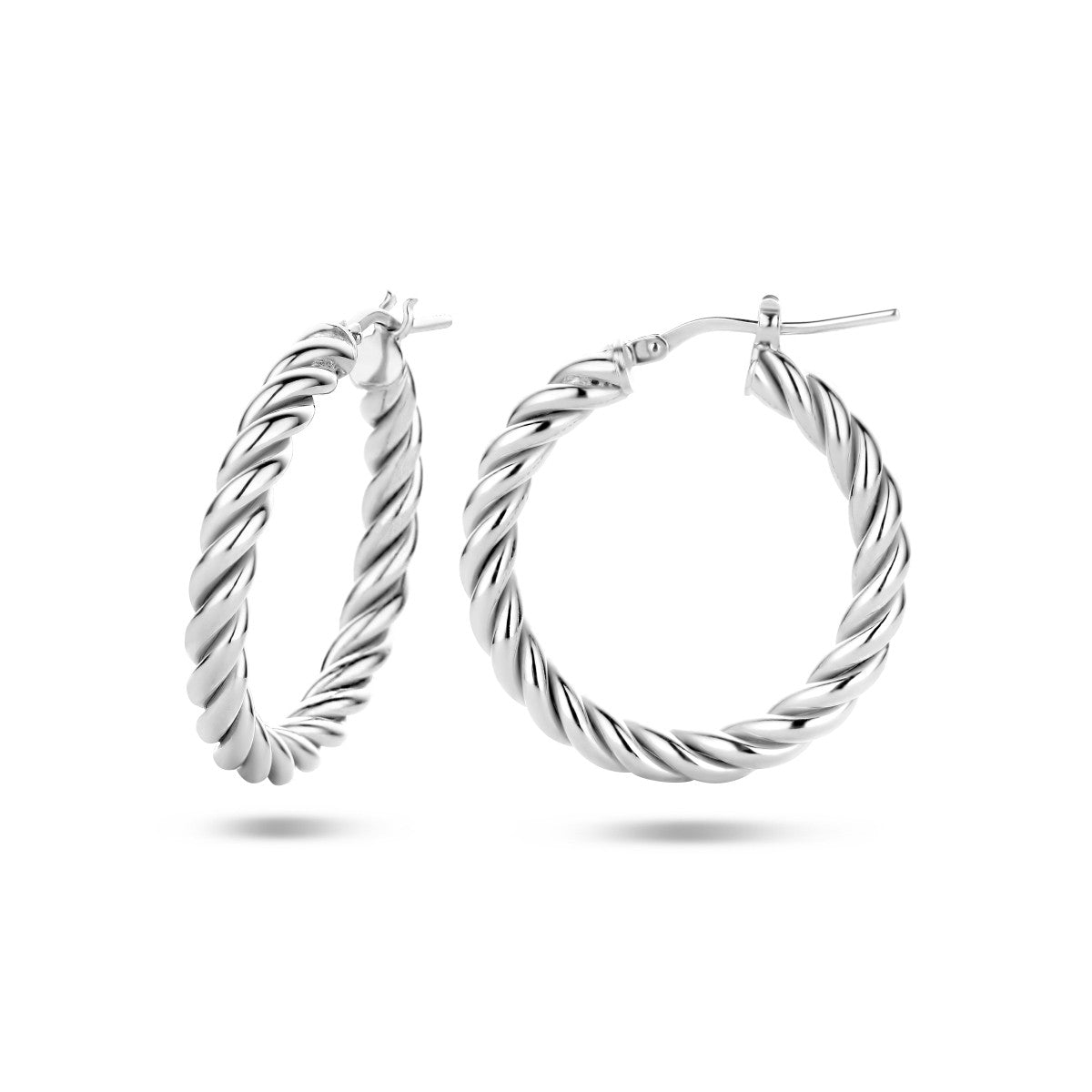 Zilver Gerhodineerd Oorringen Gedraaid 1335501 - PansiteNederland.nl