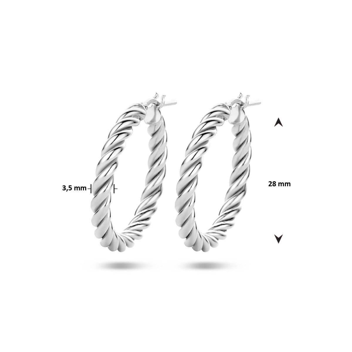 Zilver Gerhodineerd Oorringen Gedraaid 1335501 - PansiteNederland.nl