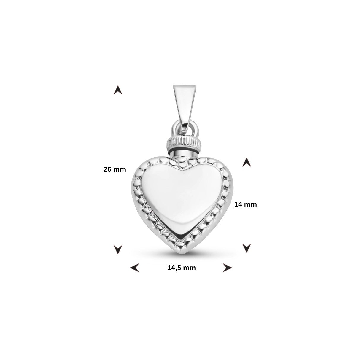 zilver gerhodineerd urnhanger hart bolletjes 1335602 - PansiteNederland.nl