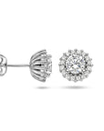 Zilver Gerhodineerd Oorknoppen Zirkonia Halo 1335620 - PansiteNederland.nl