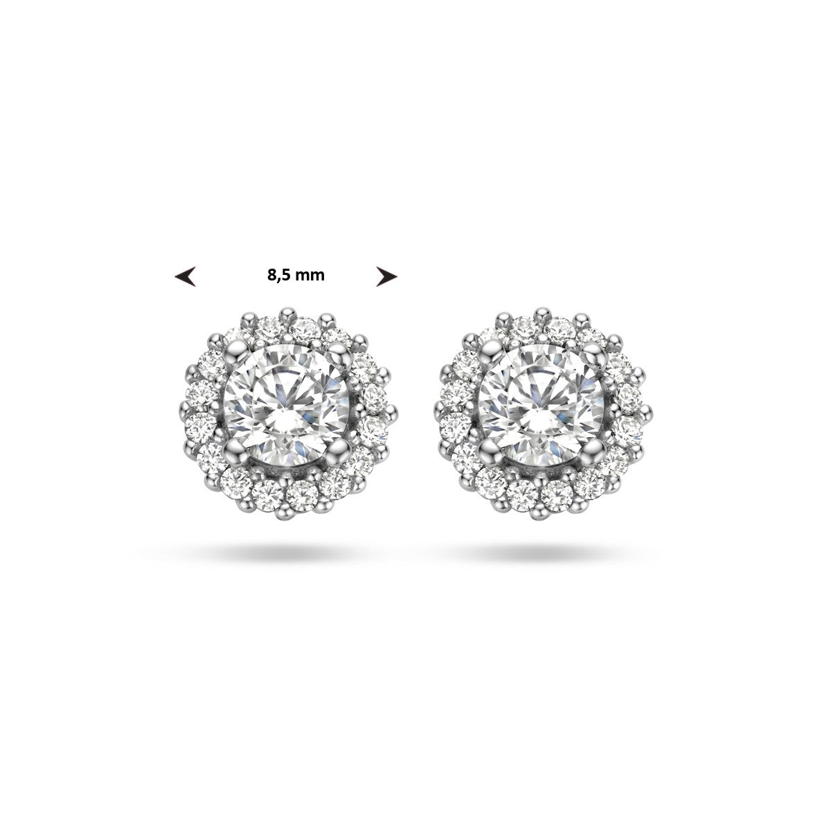 Zilver Gerhodineerd Oorknoppen Zirkonia Halo 1335620 - PansiteNederland.nl