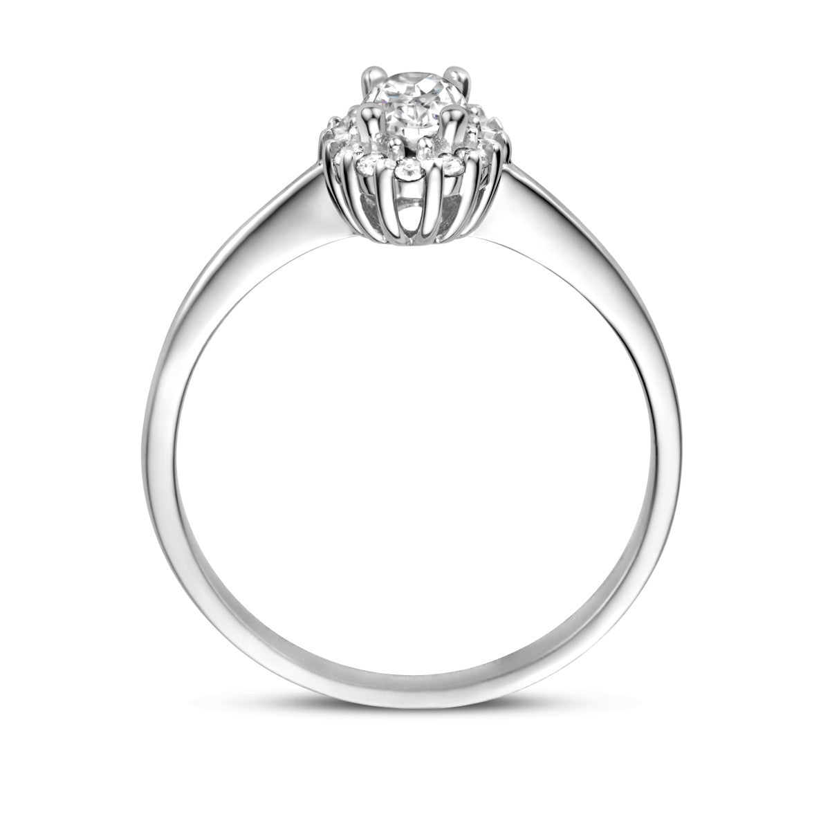 Gerhodineerd Zilver Ring Met Zirkonia Halo 1335624 - PansiteNederland.nl