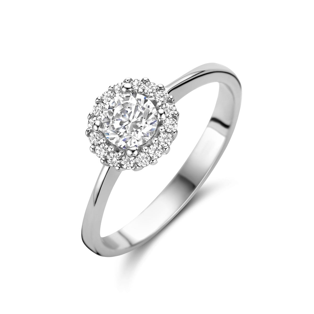 Gerhodineerd Zilver Ring Met Zirkonia Halo 1335629 - PansiteNederland.nl
