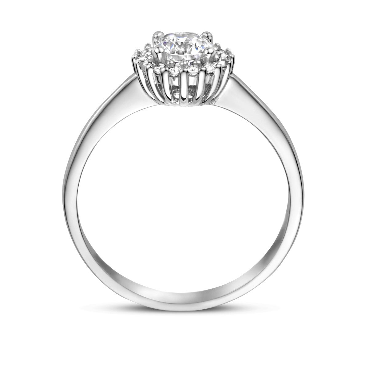 Gerhodineerd Zilver Ring Met Zirkonia Halo 1335629 - PansiteNederland.nl