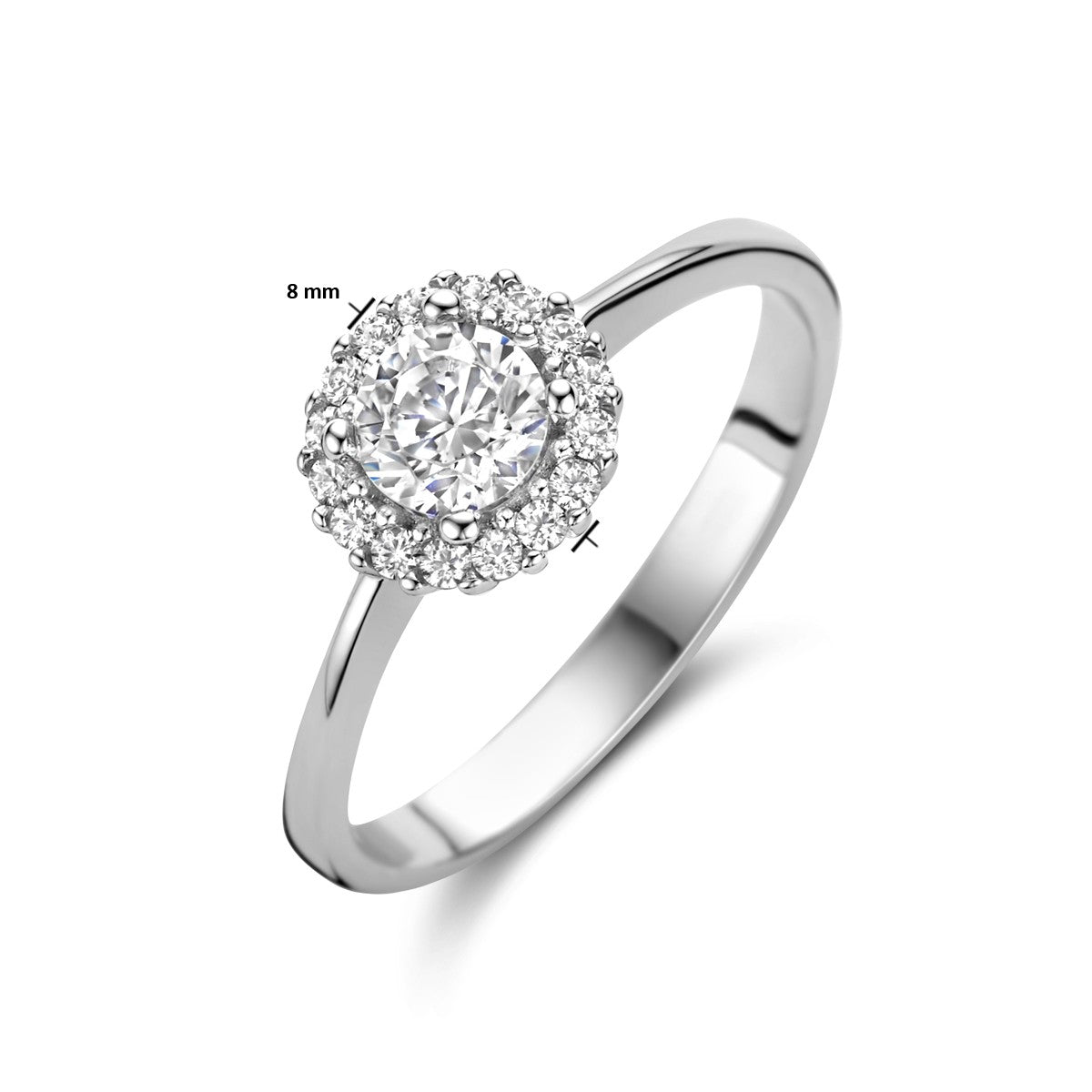 Gerhodineerd Zilver Ring Met Zirkonia Halo 1335629 - PansiteNederland.nl