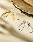 Zilver Gerhodineerd Oorhangers Rechthoek Gehamerd 1335662 - PansiteNederland.nl