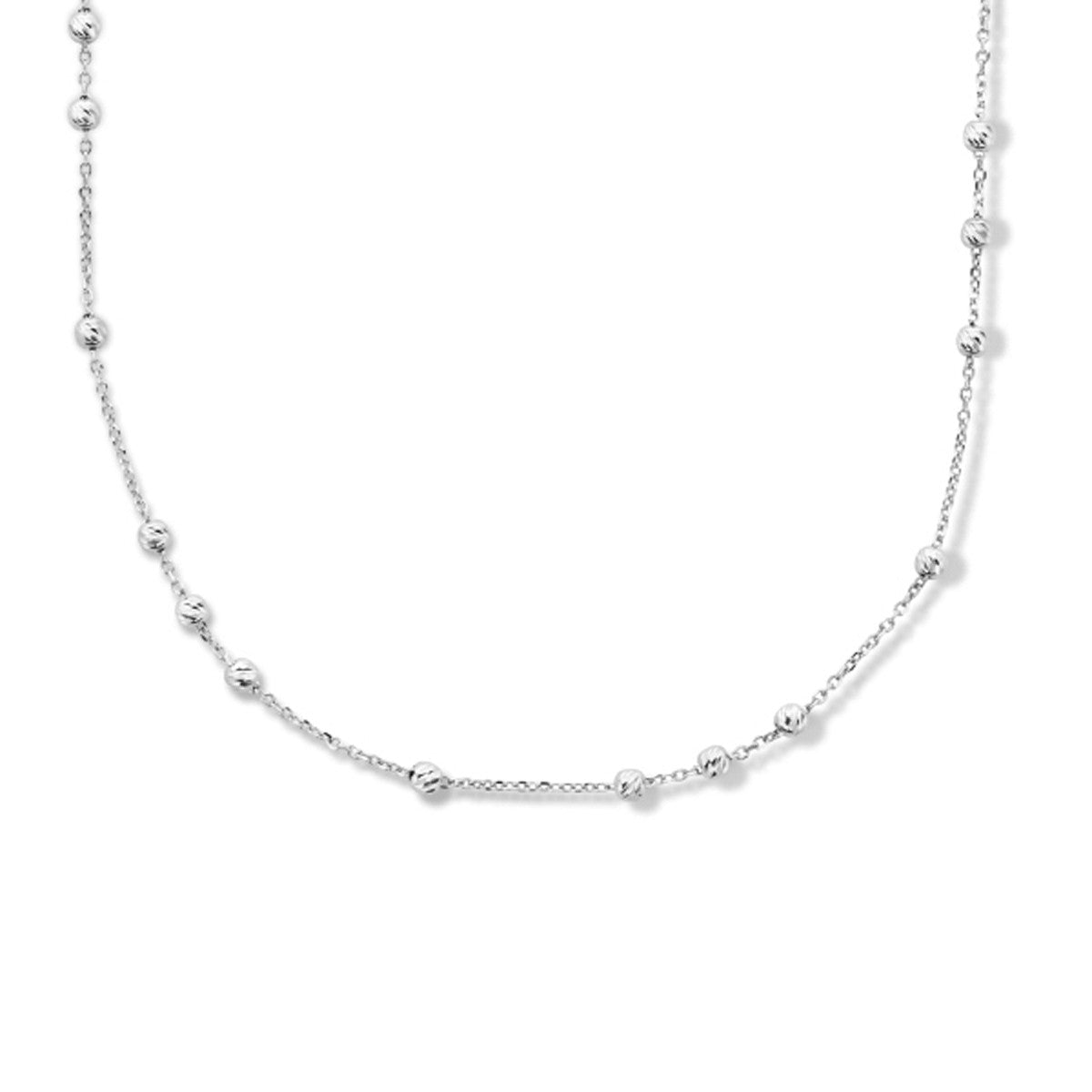 zilver gerhodineerd collier bolletjes gediamanteerd 3,0 mm 40 + 4 cm 1335671 - PansiteNederland.nl
