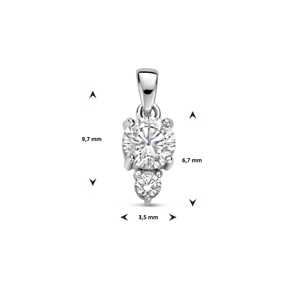 zilver gerhodineerd hanger zirkonia 1335679 - PansiteNederland.nl