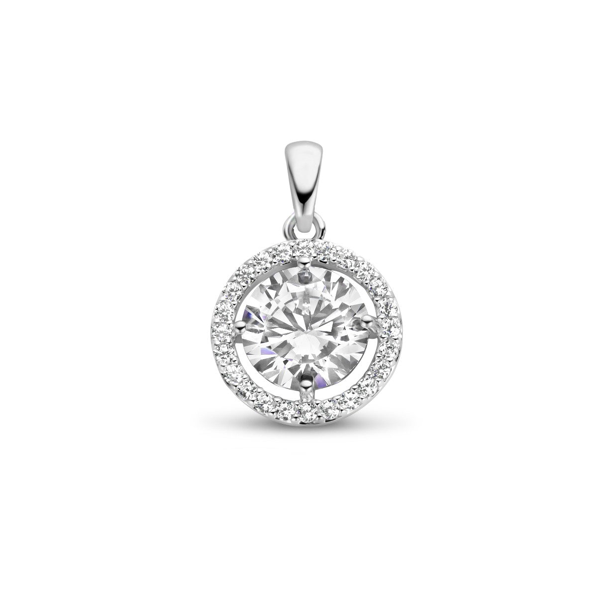 zilver gerhodineerd hanger zirkonia halo 1335717 - PansiteNederland.nl