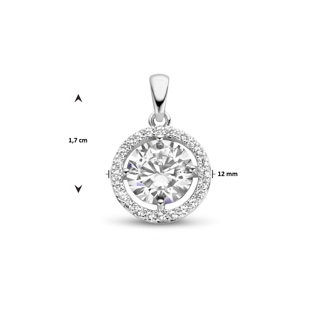zilver gerhodineerd hanger zirkonia halo 1335717 - PansiteNederland.nl