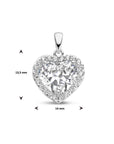 zilver gerhodineerd hanger hart zirkonia halo 1335736