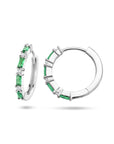 Zilver Gerhodineerd Klapoorringen Groen En Wit Zirkonia 1335749 - PansiteNederland.nl