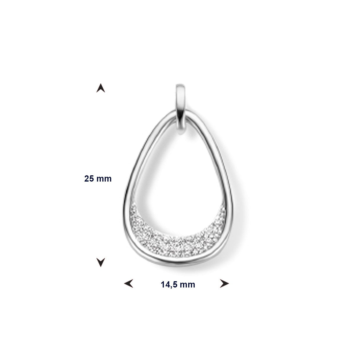 zilver gerhodineerd hanger druppel zirkonia 1335822 - PansiteNederland.nl