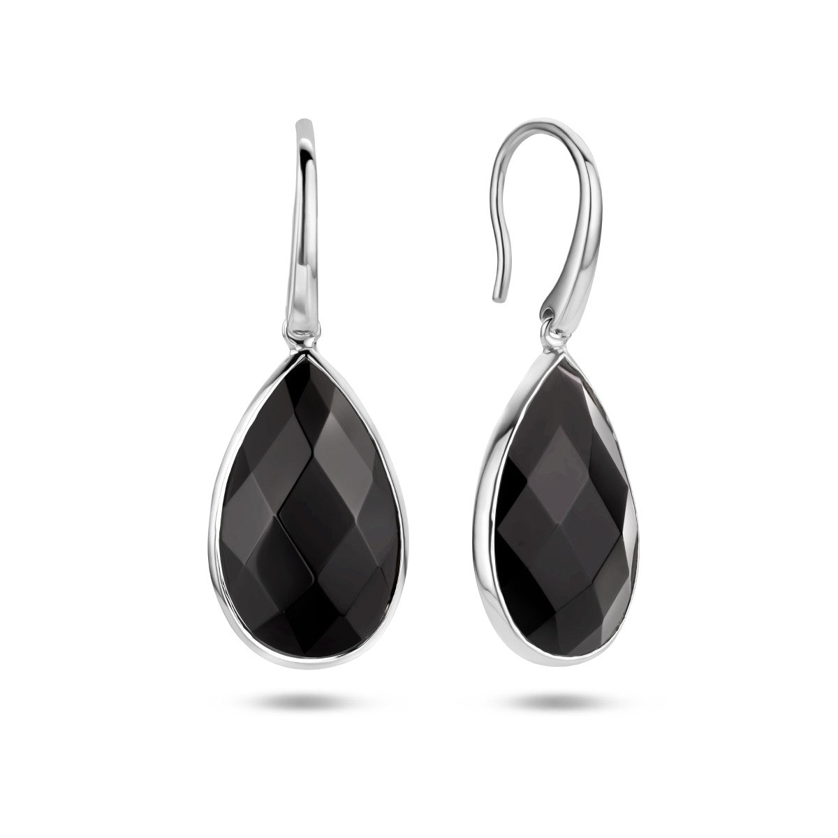 Zilver Gerhodineerd Oorhangers Onyx Franse Haak 1335825