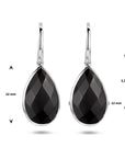Zilver Gerhodineerd Oorhangers Onyx Franse Haak 1335825
