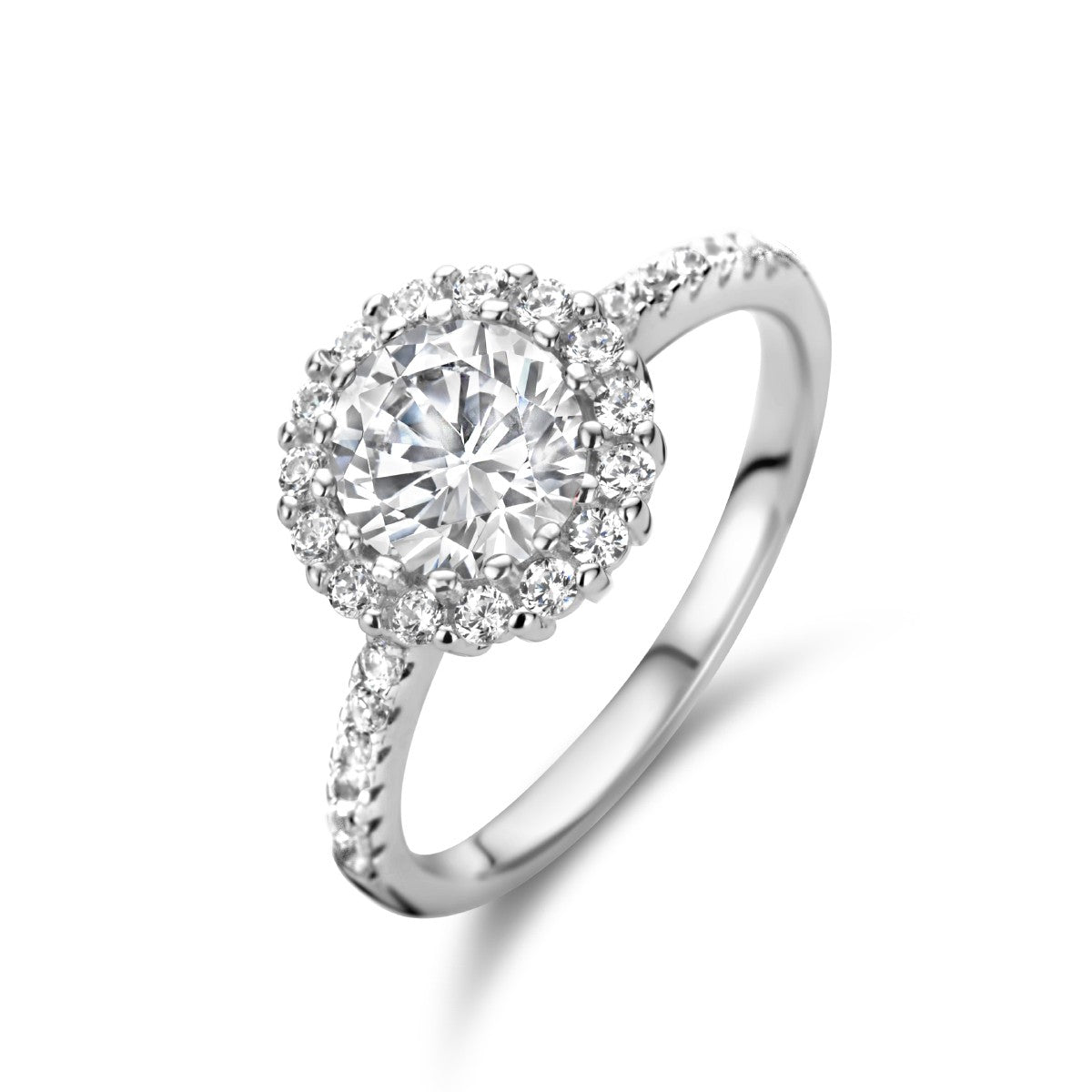 Gerhodineerd Zilver Ring Met Zirkonia Halo 1335839 - PansiteNederland.nl
