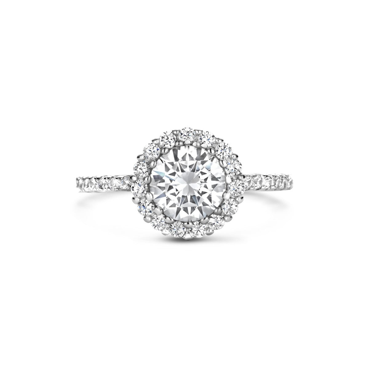 Gerhodineerd Zilver Ring Met Zirkonia Halo 1335839 - PansiteNederland.nl