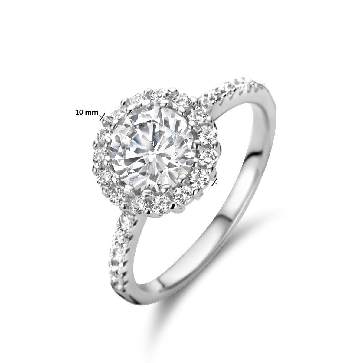 Gerhodineerd Zilver Ring Met Zirkonia Halo 1335839 - PansiteNederland.nl