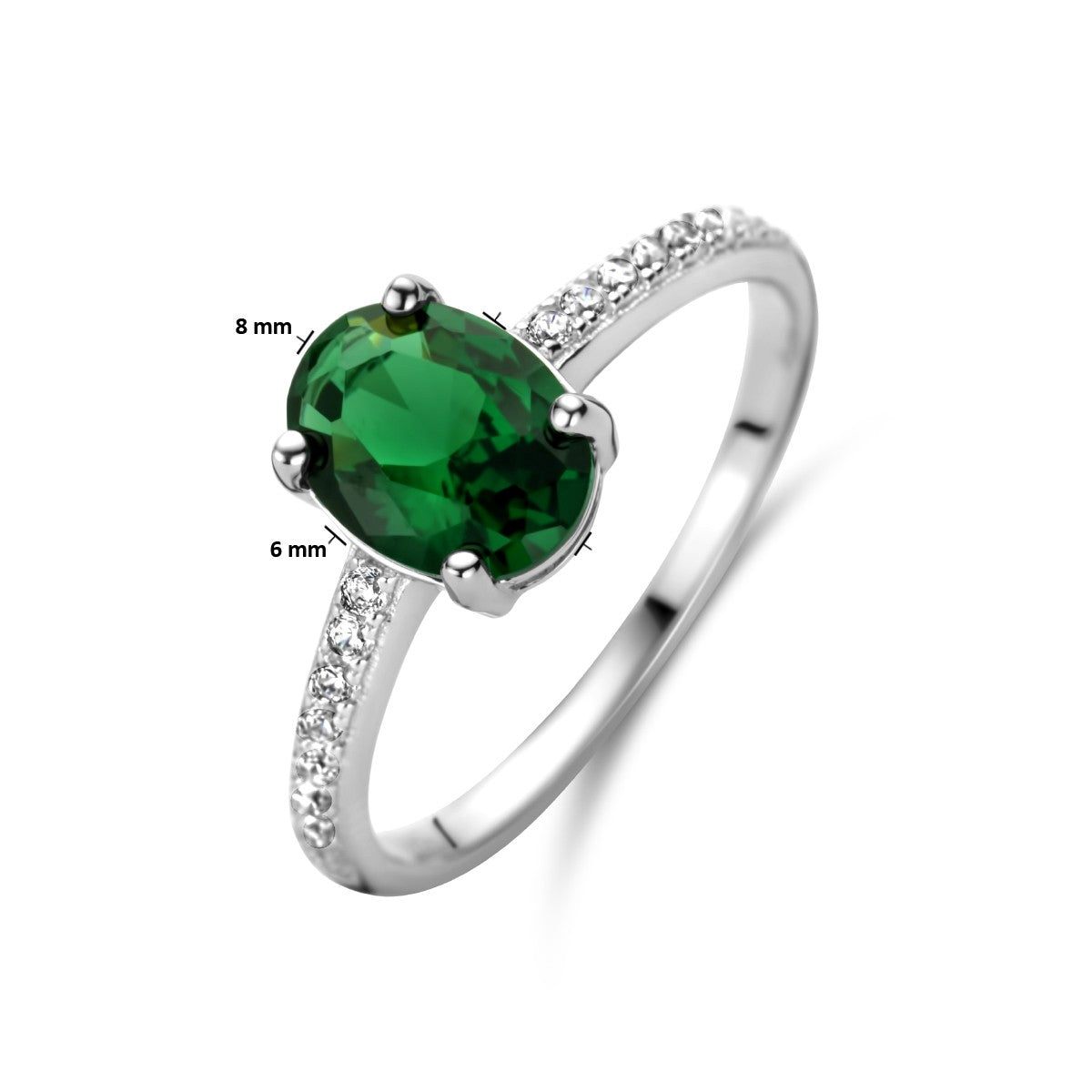 Gerhodineerd Zilver Ring Groen En Wit Met Zirkonia 1335859 - PansiteNederland.nl