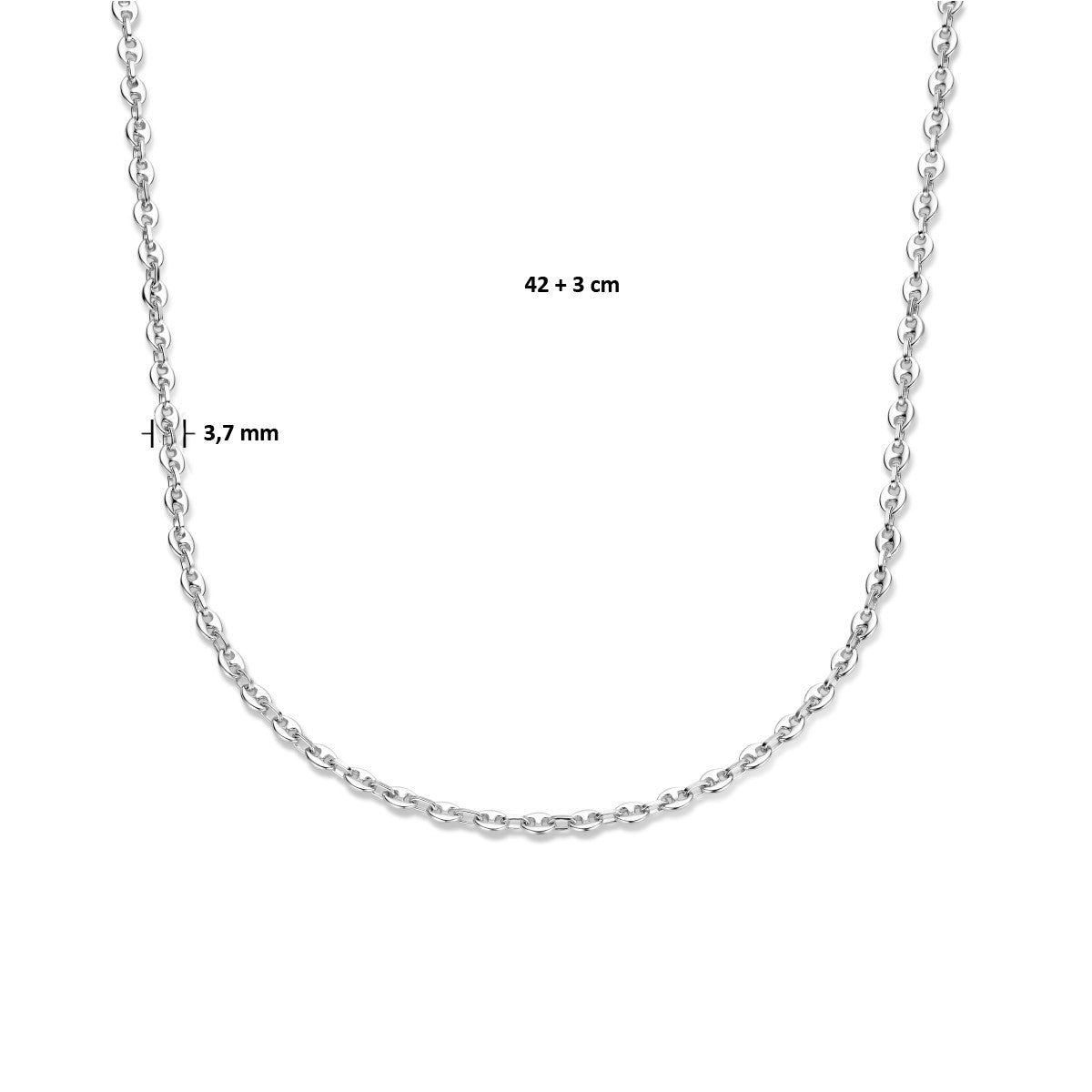 zilver gerhodineerd collier koffieboon 3,7 mm 42 + 3 cm 1335891 - PansiteNederland.nl