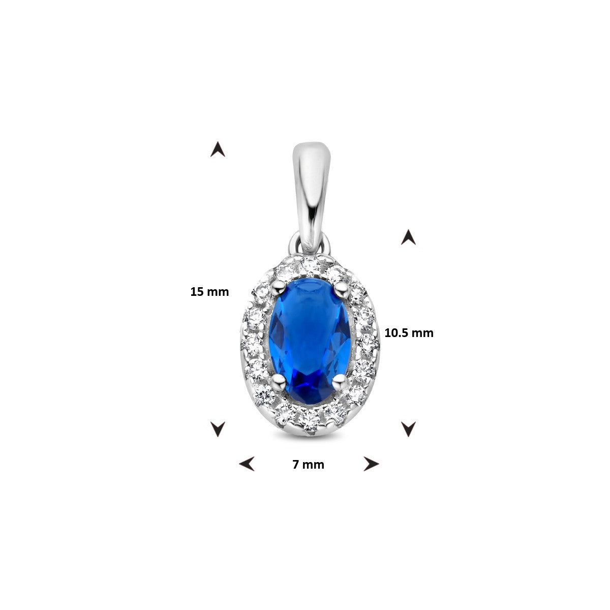 zilver gerhodineerd hanger zirkonia saffier halo 1335954 - PansiteNederland.nl