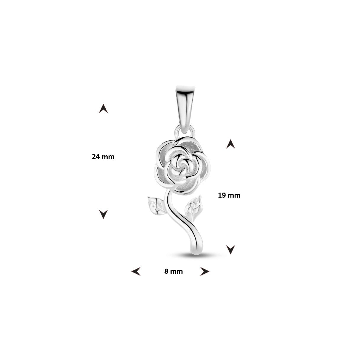 zilver gerhodineerd hanger roos 1335975 - PansiteNederland.nl