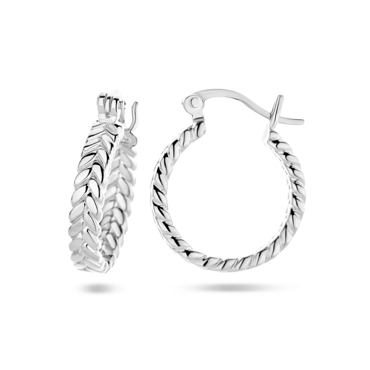 Zilver Gerhodineerd Oorringen Veermotief 1336019 - PansiteNederland.nl