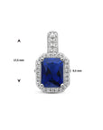 zilver gerhodineerd hanger blauw en wit zirkonia halo 1336034 - PansiteNederland.nl
