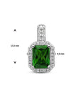 zilver gerhodineerd hanger zirkonia groen en wit halo 1336058 - PansiteNederland.nl