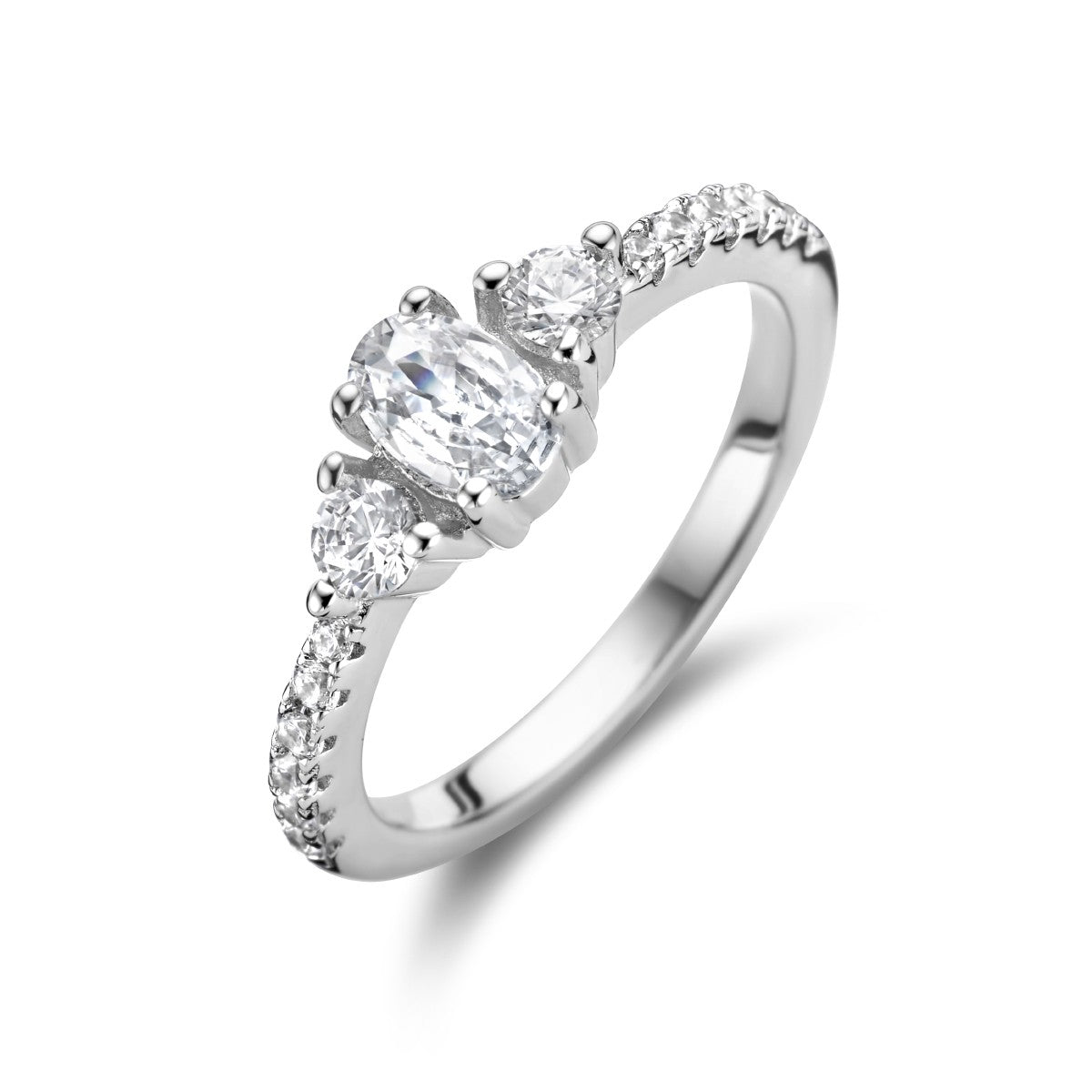 Gerhodineerd Zilver Ring Trilogie Met Zirkonia 1336076 - PansiteNederland.nl