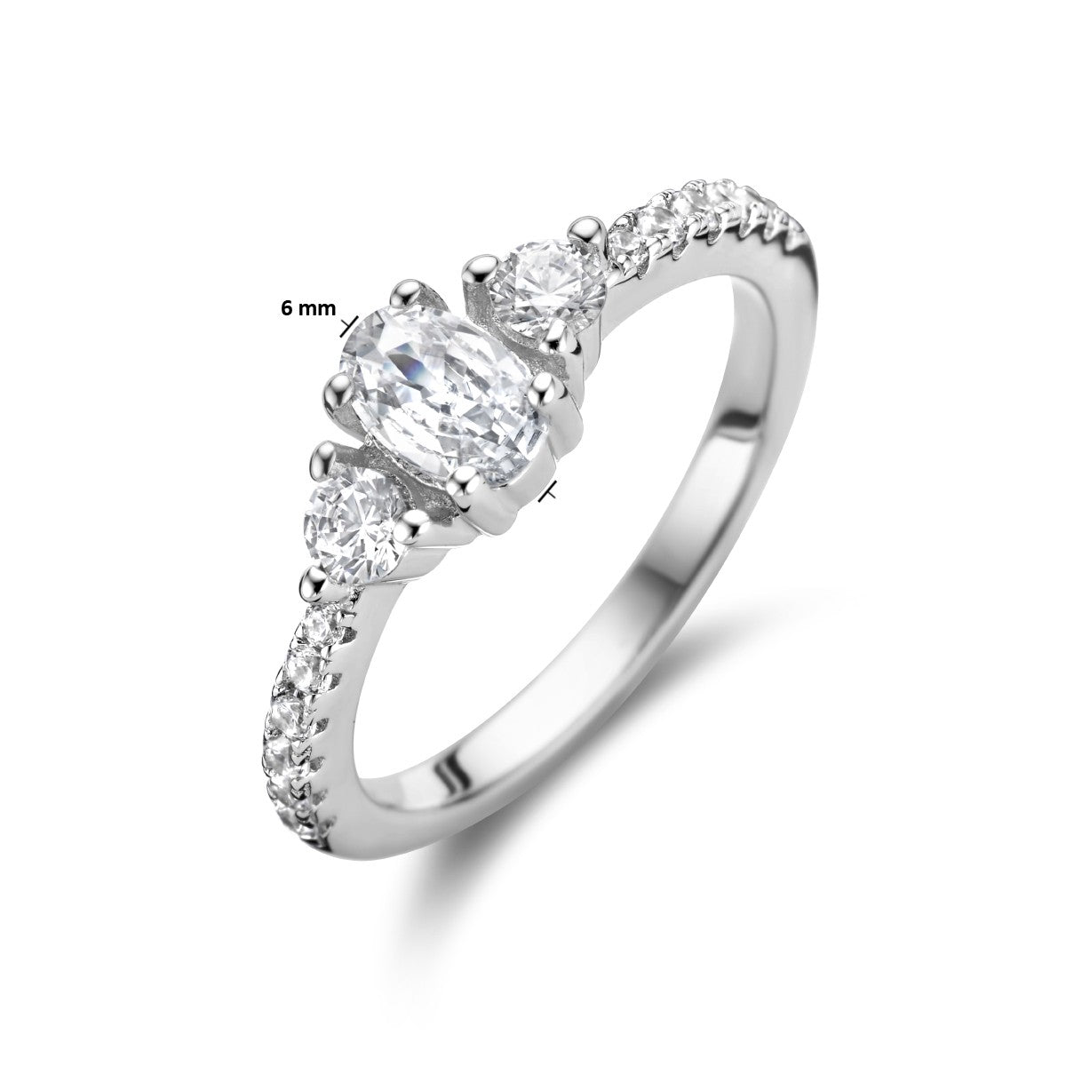Gerhodineerd Zilver Ring Trilogie Met Zirkonia 1336076 - PansiteNederland.nl