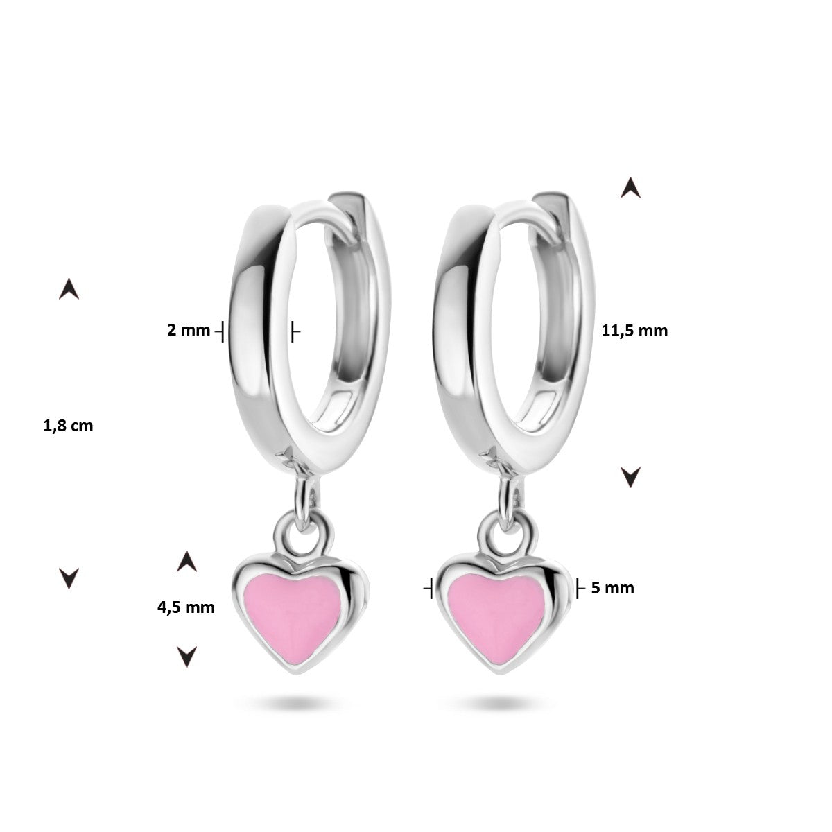 Zilver Gerhodineerd Klapoorringen Hart 1336083 - PansiteNederland.nl
