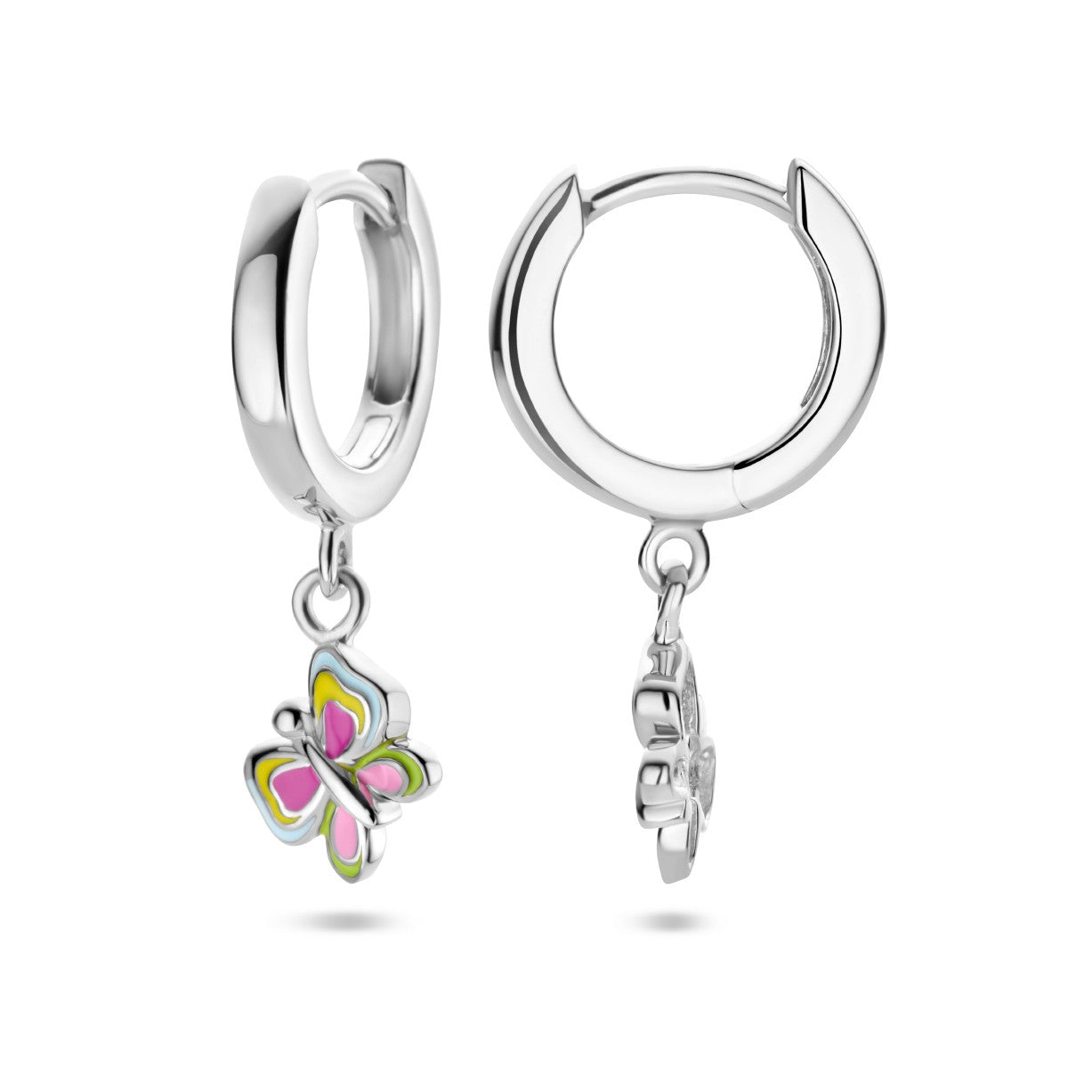 Zilver Gerhodineerd Klapoorringen Vlinder 1336089