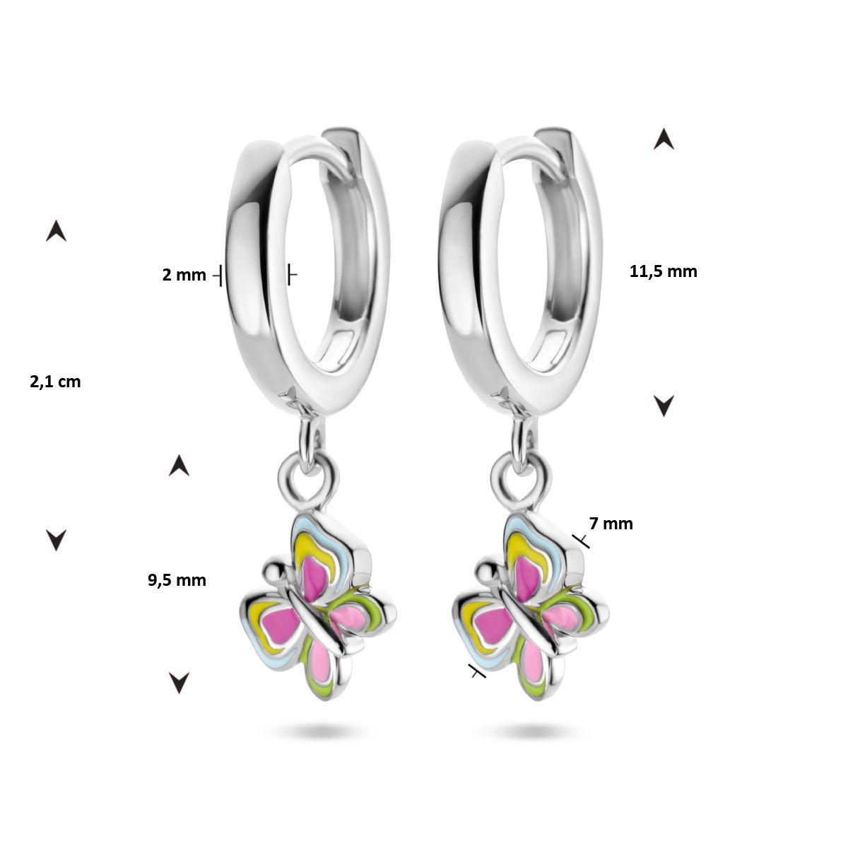 Zilver Gerhodineerd Klapoorringen Vlinder 1336089
