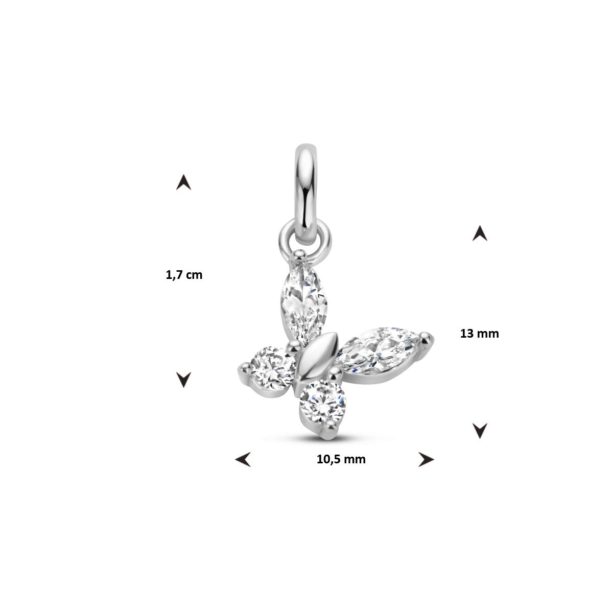 zilver gerhodineerd hanger vlinder zirkonia 1336092 - PansiteNederland.nl