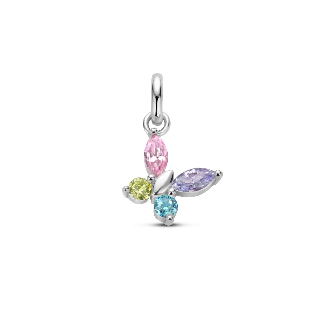 zilver gerhodineerd hanger vlinder meerdere kleuren zirkonia 1336094 - PansiteNederland.nl