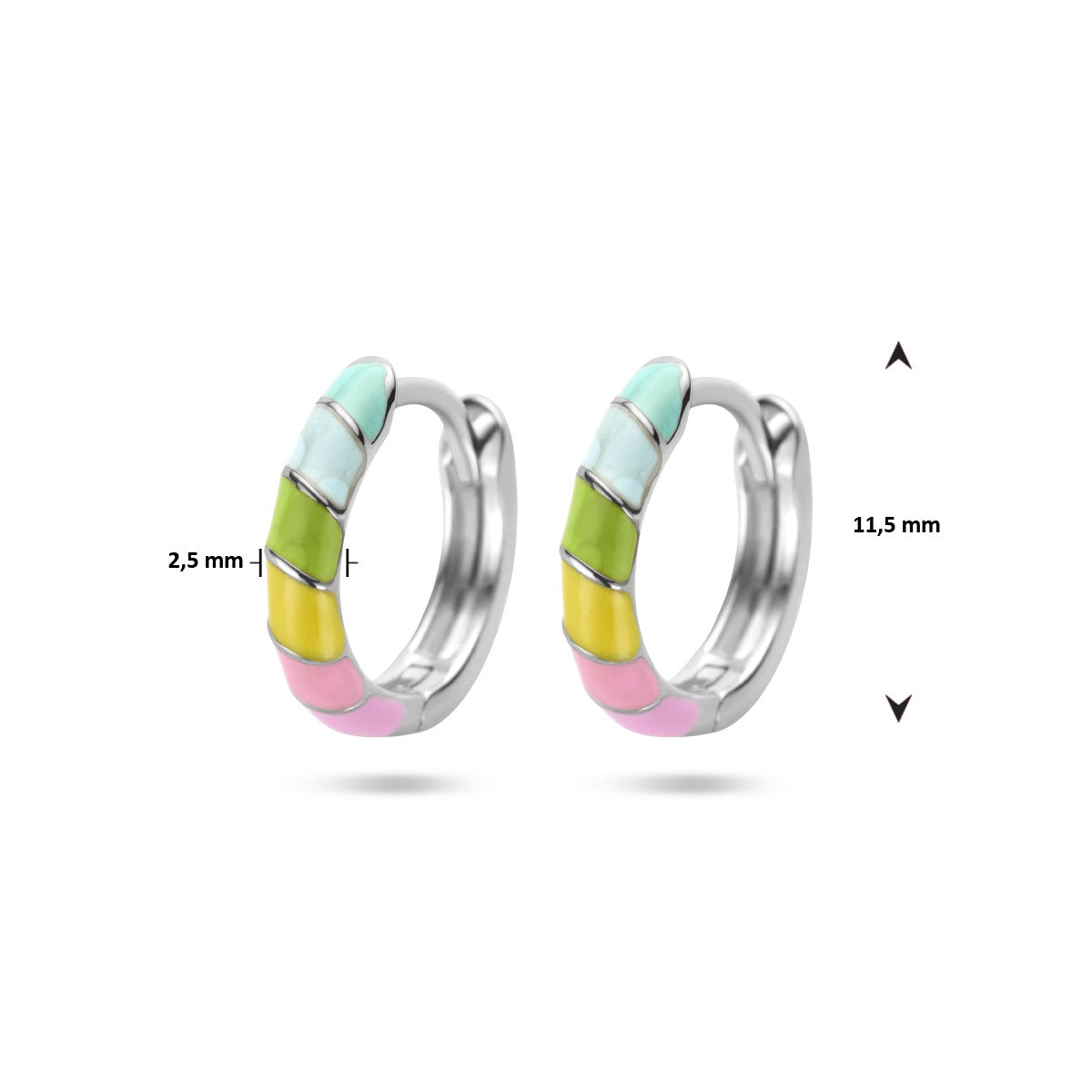 Zilver Gerhodineerd Klapoorringen Emaille 1336097 - PansiteNederland.nl