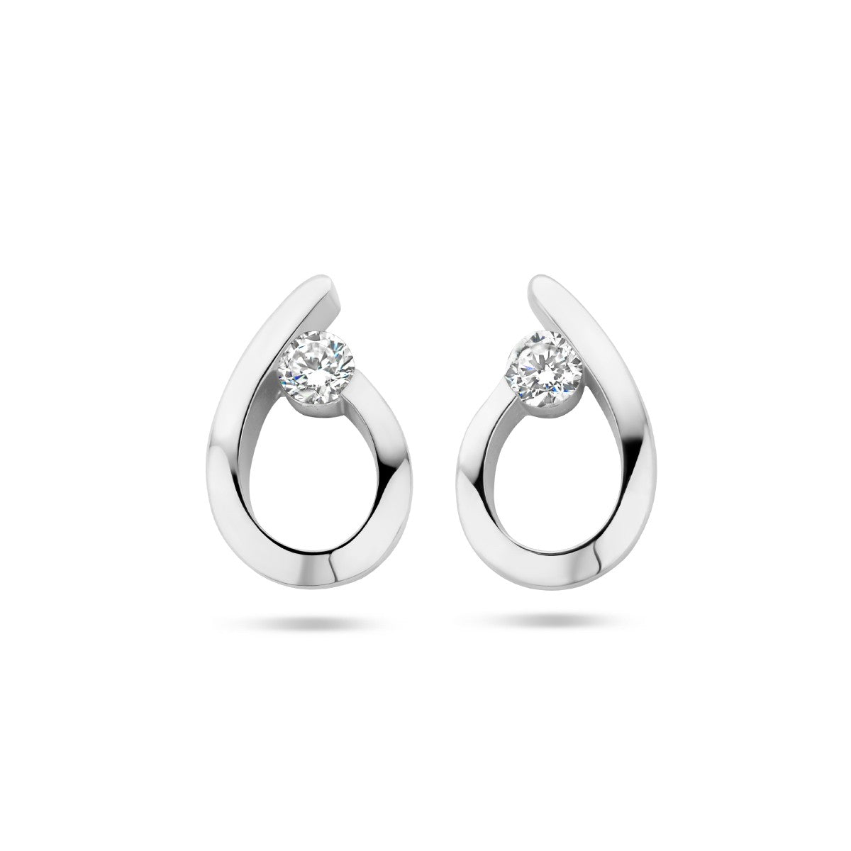 Zilver Gerhodineerd Oorknoppen Druppel Zirkonia 1336103 - PansiteNederland.nl