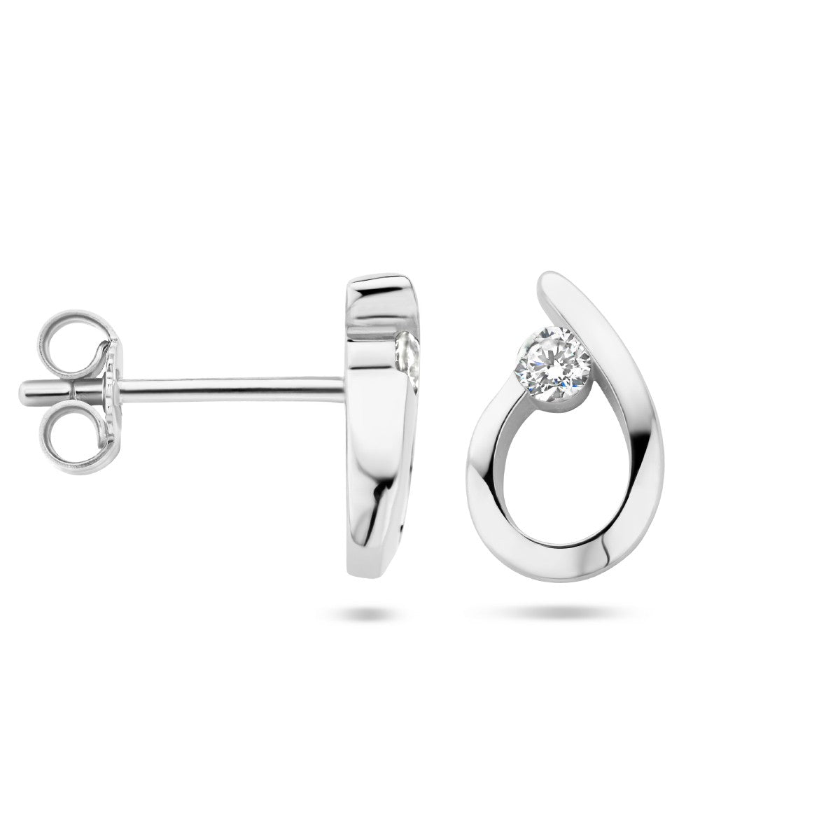 Zilver Gerhodineerd Oorknoppen Druppel Zirkonia 1336103 - PansiteNederland.nl