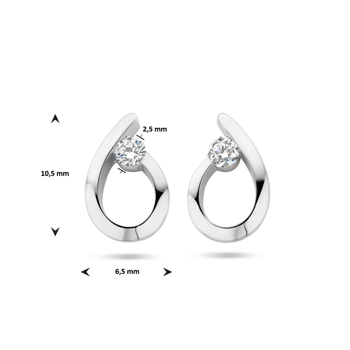 Zilver Gerhodineerd Oorknoppen Druppel Zirkonia 1336103 - PansiteNederland.nl