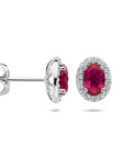 Zilver Gerhodineerd Oorknoppen Rood En Wit Zirkonia Halo 1336146 - PansiteNederland.nl