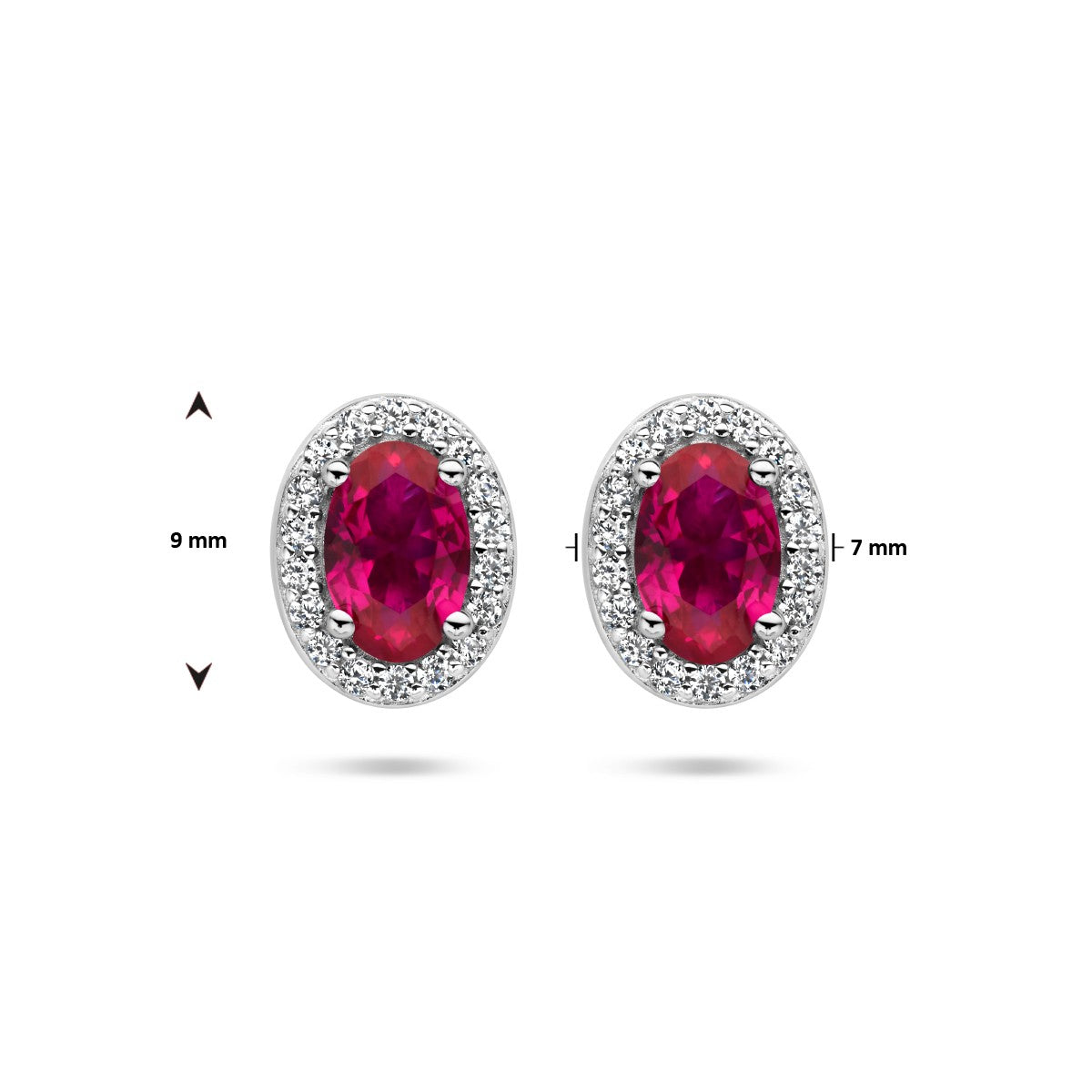 Zilver Gerhodineerd Oorknoppen Rood En Wit Zirkonia Halo 1336146 - PansiteNederland.nl