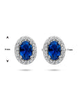 Zilver Gerhodineerd Oorknoppen Blauw En Wit Zirkonia Halo 1336147 - PansiteNederland.nl