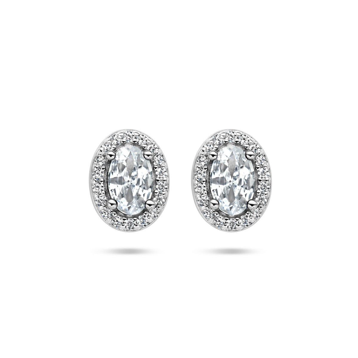 Zilver Gerhodineerd Oorknoppen Zirkonia Halo 1336148 - PansiteNederland.nl