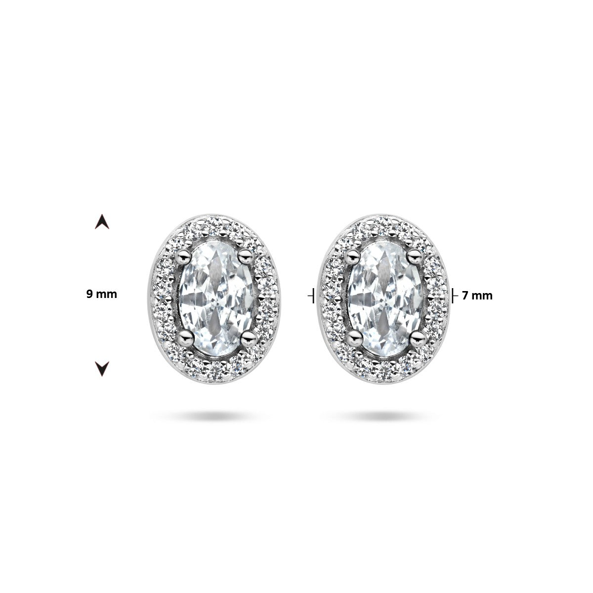 Zilver Gerhodineerd Oorknoppen Zirkonia Halo 1336148 - PansiteNederland.nl