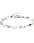 Zilver Gerhodineerd Armband Parel En Bolletjes 16 + 3 Cm 1336155