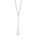 zilver gerhodineerd y-collier parel 45 + 5 cm 1336160