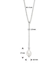 zilver gerhodineerd y-collier parel 45 + 5 cm 1336160