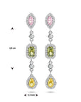 Zilver Gerhodineerd Oorhangers Meerdere Kleuren Zirkonia Halo 1336312