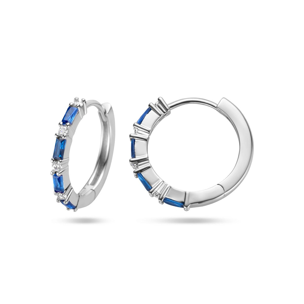 Zilver Gerhodineerd Klapoorringen Blauw Zirkonia 1336314 - PansiteNederland.nl